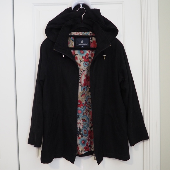 London Fog Jackets & Blazers - London Fog Black Jacket Coat Full Zip Hood Pockets